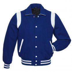 Single Stripe Varsity Jacket Royal Blue White